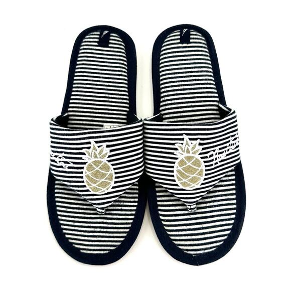 Nautica Livia Women Flip-Flop Sandal Sz 7 Navy White Stripes Embroidered Accent - Picture 5 of 12
